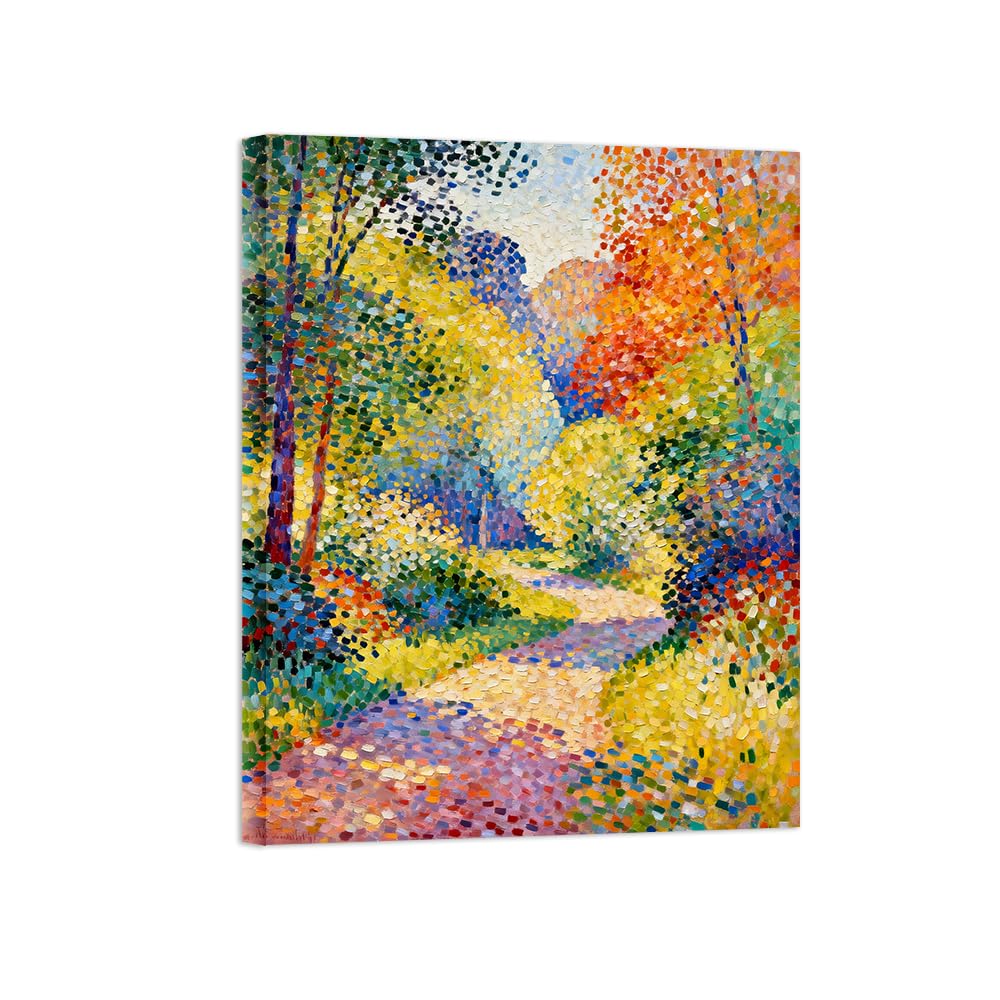 OZPWBVY Tree Road Landscape Canvas Wall Art Picture 70x90cm Framed