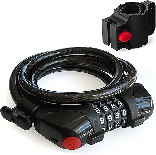 Monster Lock - Candado de cable combinado de calibre 12 x 12 con luz LED incorporada, para bicicleta, puerta y cerradura de seguridad para