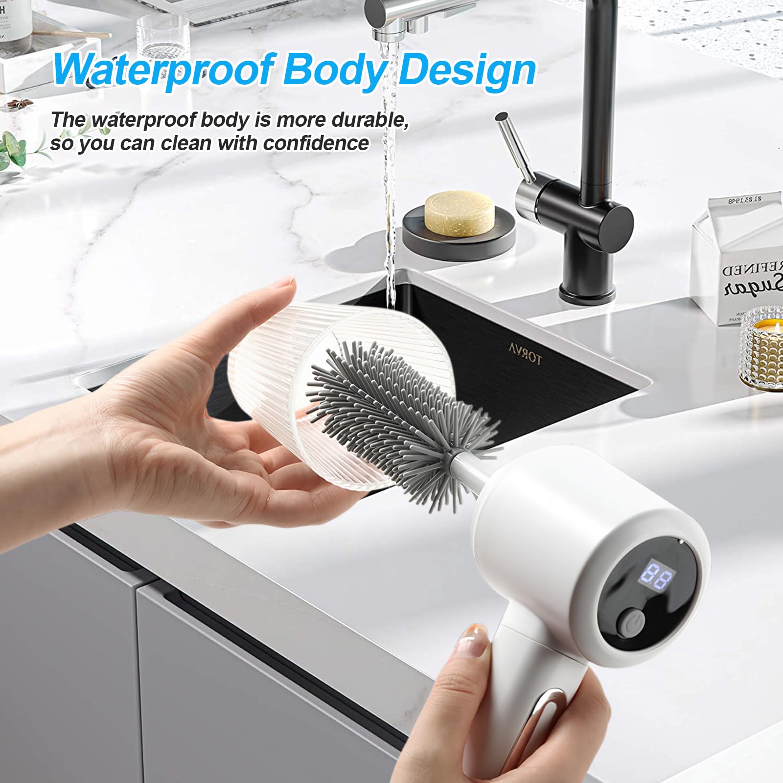 Spazzola Elettrica Rotante per Pulizia - 5 Testine Intercambiabili & 3 Modalità - Perfetta per Piastrelle, Cucina, Vetro e Tazze, Impermeabile, Autonomia 180 Min - Design Wireless e Leggero