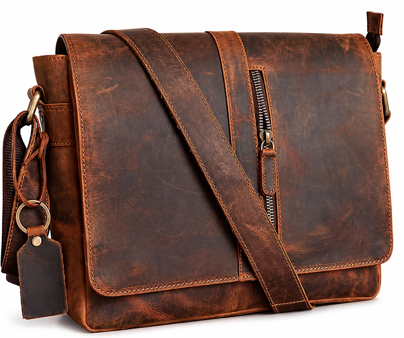 american blue Bolso bandolera de cuero genuino para hombre, bolso de mensajero, bolso de negocios, pequeño bolsillo lateral, bolso cruzado