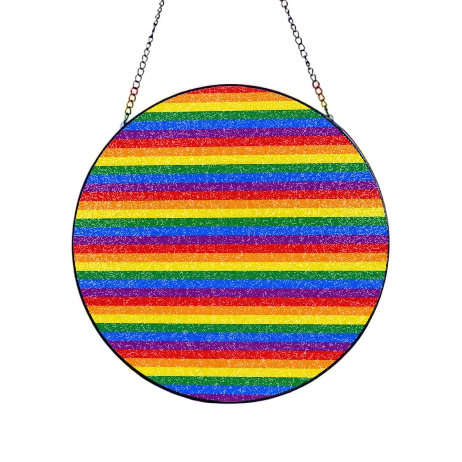 Phayah Rainbow Pattern Print Glass Window Hanging Sun Catchers Suncatcher Decor For Birthday For Home Garden Porch 8in（20cm）