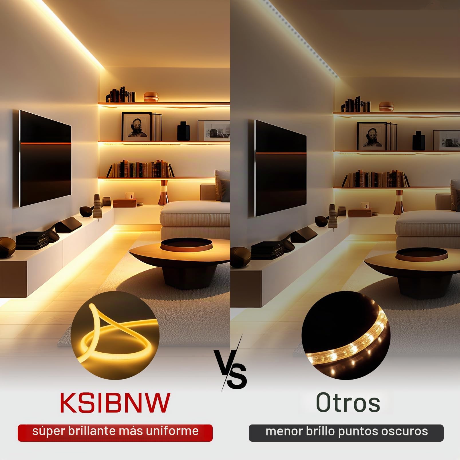 KSIBNW Tira LED Exterior de Neón 10M, 220V Luces LED Habitación LED Strip Lights Brillo de 320° Impermeable IP65 Tira de Luz con Interruptor Decoración para Exterior Fiestas Decoración, Blanca Cálida