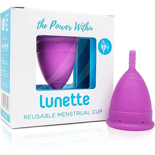 Lunette Reusable Menstrual Cup, Model 2 Period Cup for Moderate to Heavy Flow, Violet