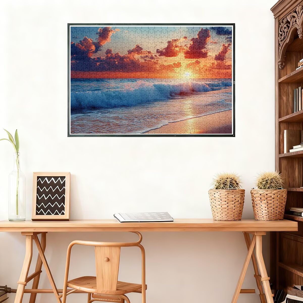Puzzle 1500 elementów dorośli plaża, puzzle z falą elementów, niemożliwe puzzle z wykwintnym pudełkiem do pakowania, klasyczne drewniane puzzle gry edukacyjne na prezent dla kobiet, dekoracja domu