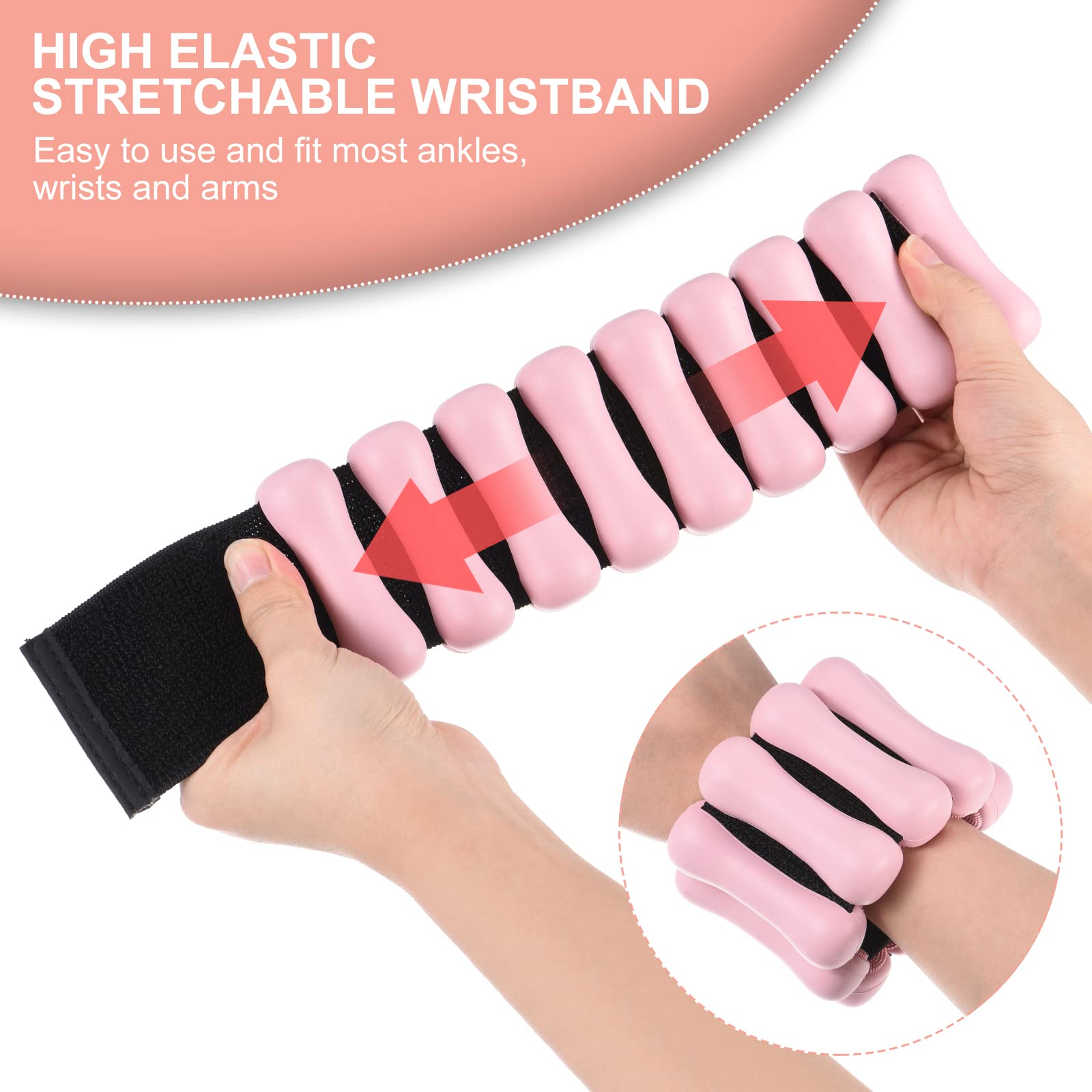 PATIKIL Muñeca Peso Pulsera para Mujer, 1 Par 2Lbs Ajustable Muñeca Tobillo Correa para Hombre Fuerza Entrenamiento Pierna Pesas para Yoga, Gimnasio, Danza, Caminar, Rosa