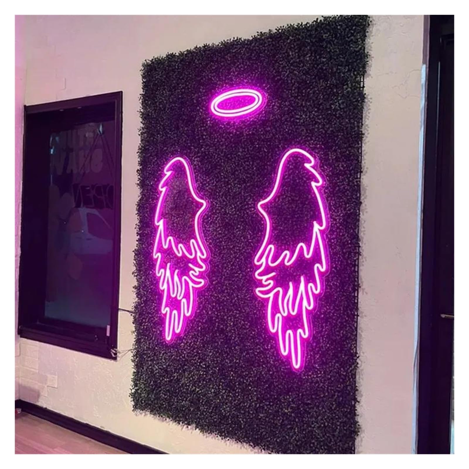 RONGCH Hanging Art Neon Signs Angel Wings and Halo Neon Sign, Angel Wings Neon Sign, Wings Wedding Decor, Party Decor 65cm(E)