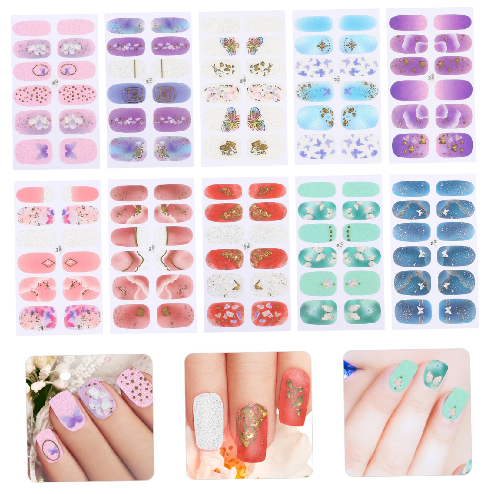 CALLARON 5 Juegos Pegatinas Gradiente para Manicura de Decoración para Fiestas