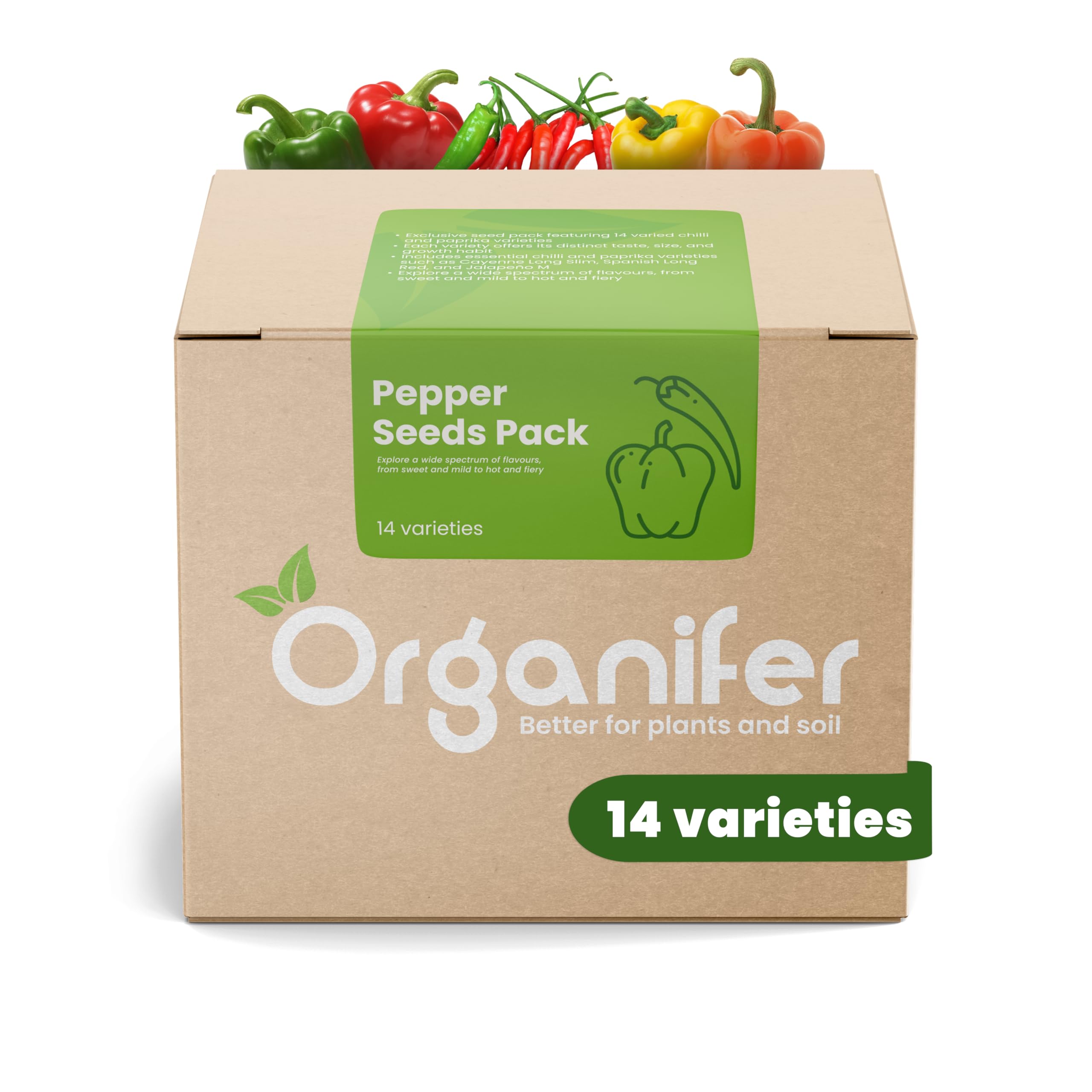 Paquetes De Semillas De Pimiento Y Pimentón | Semillas Para El Jardín - Semillas De Pimiento - Semillas De Jalapeño - Semillas De Hortalizas - 14 Variedades - Organifer