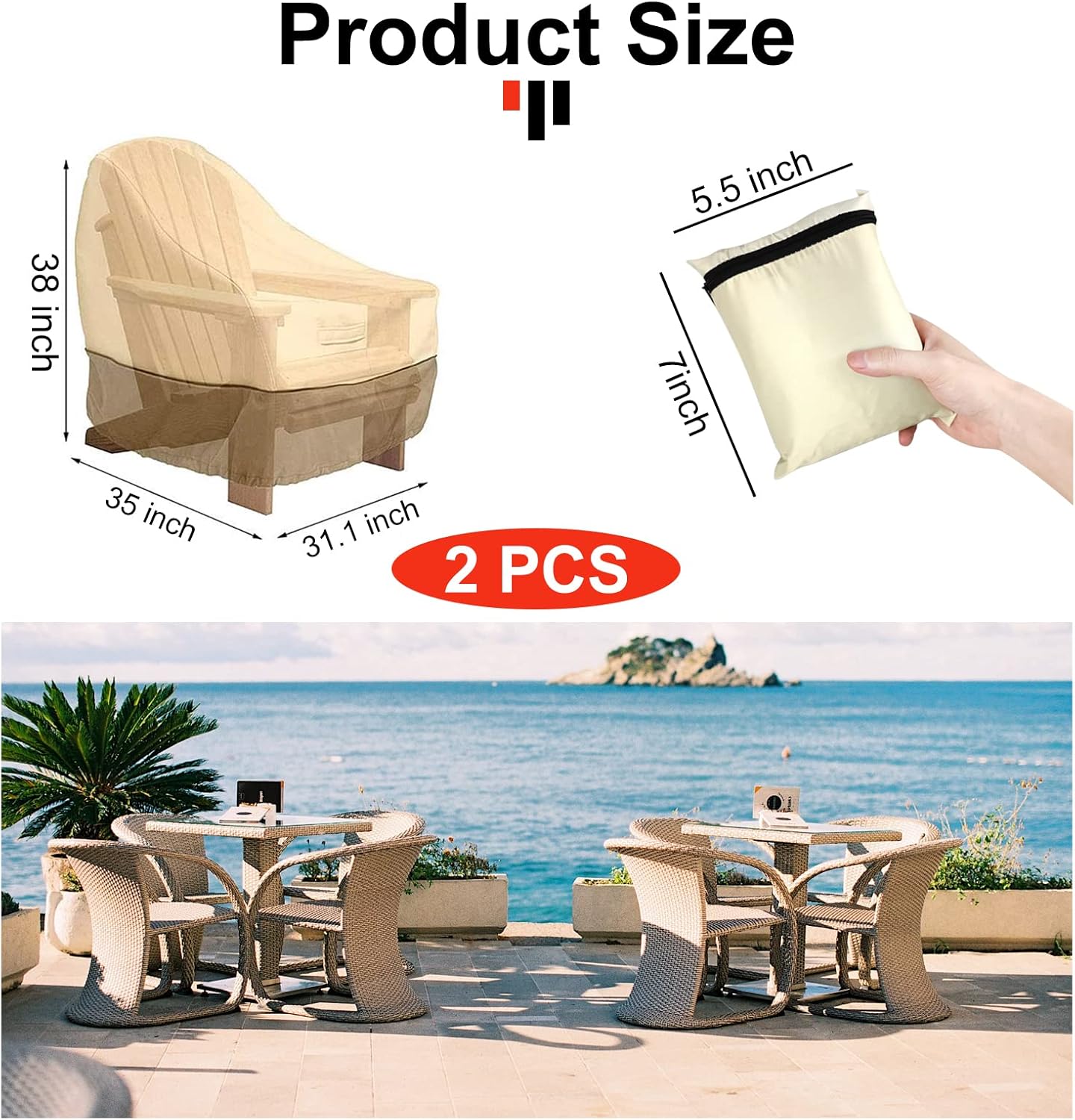 FuninCrea Garden Stacking Chair Cover, Patio Chair Covers Waterproof Durable Lawn Garden Chair