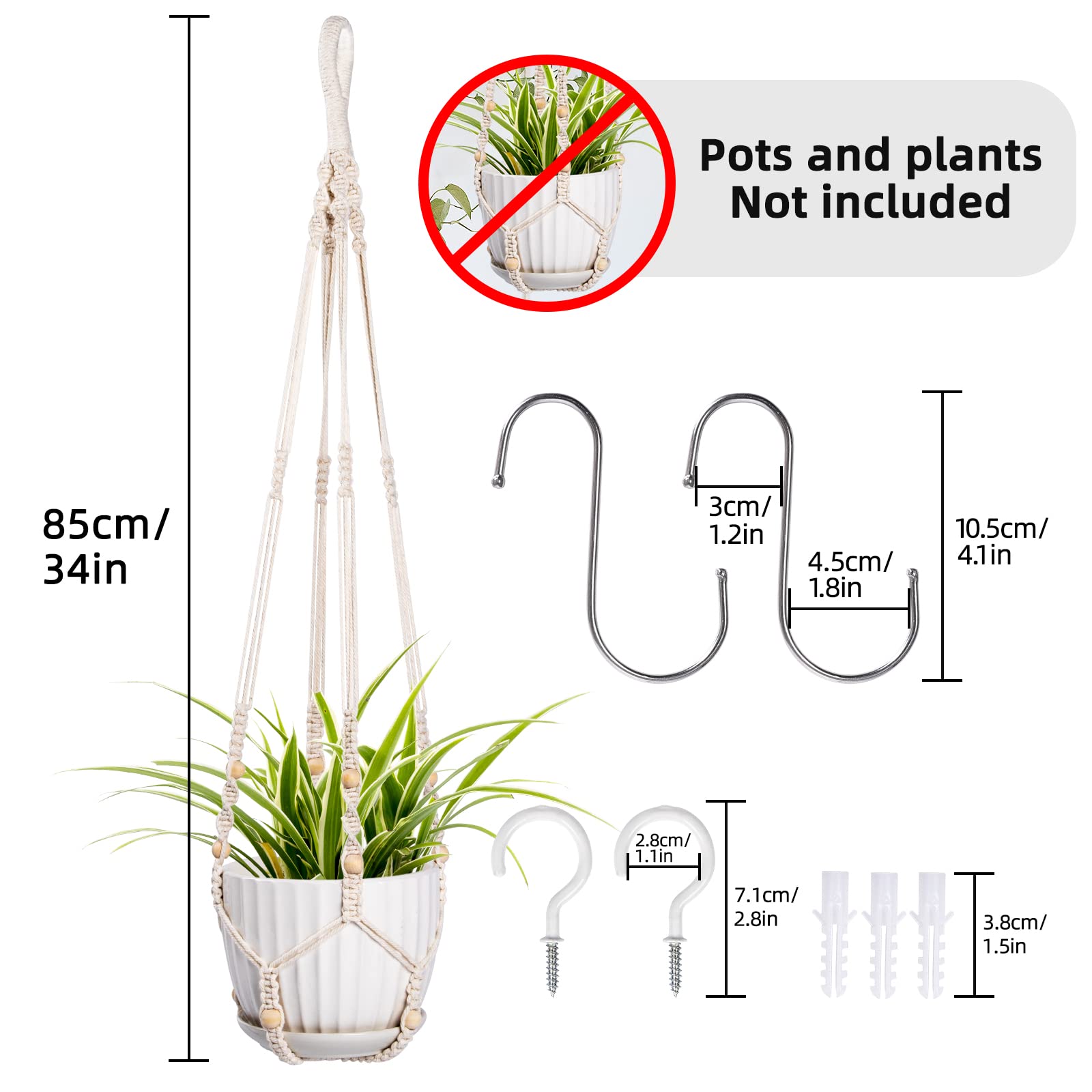 Snapklik.com : QCQHDU Macrame Plant Hanger Indoor Hanging Planters For ...