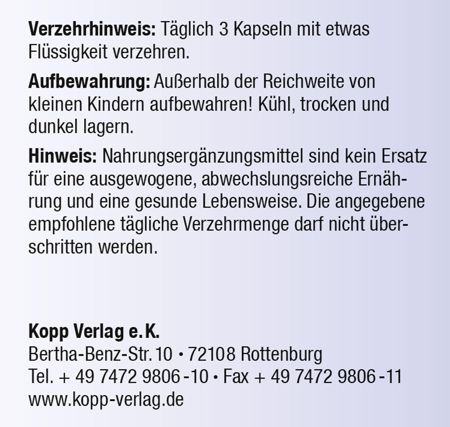 KOPP Vital® Wilde Heidelbeere Kapseln, 60 g, 90 Kapseln, Vegan | Heidelbeerfrucht-Extrakt, Nahrungsergänzungsmittel, Apothekenqualität