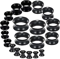 Goerhsjie Silicone Ear Gauges Tunnels Plugs Kit - 20pcs Hypoallergenic Stretchers 4mm-20mm (6G-7/8in) Double Flare for Women Men