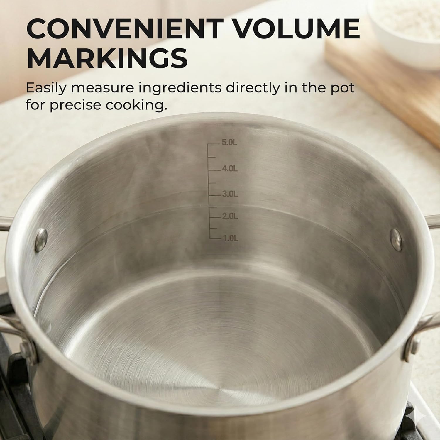 SUNHOUSE 18/8 Stainless Steel Stock Pot - 6 Quart Heavy-Duty Induction Cooking Pot with Visible Lid for Pasta, Soup, Spaghetti - Nonstick Thick-Bottom Deep Stockpot for Canning, Boiling, and Simmering - Image 5