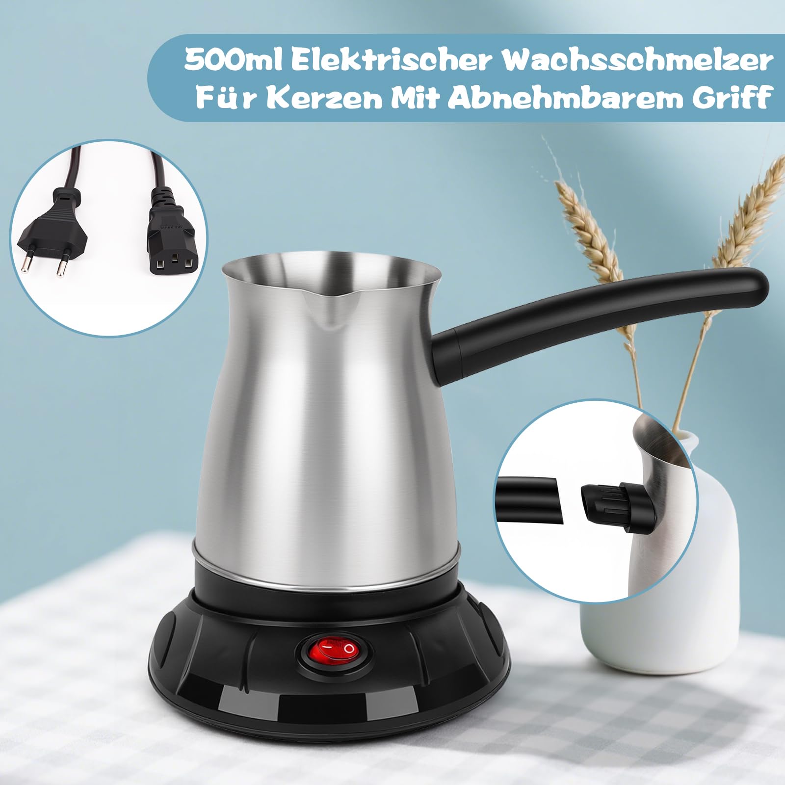Kerzen Selber Machen Set, Elektrischer Wachsschmelzer, 480g Farben Natürliches Sojawachs, Kerzenherstellung Kit für Erwachsene Zubehör mit Kerzendosen, Duftöl, Kerzendochte Dochthalter Dochtaufkleber
