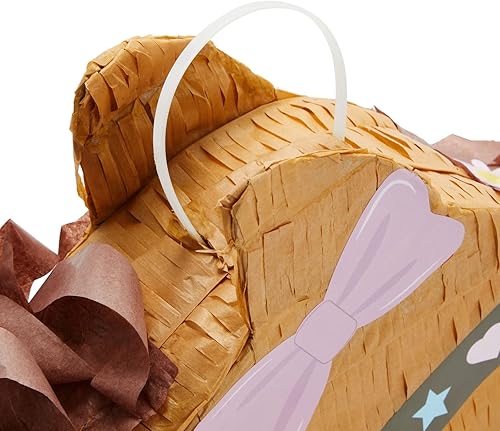 Miniatura 7 de BLUE PANDA Piñata de caballo, tamaño pequeño, 12 x 16 x 3 pulgadas, papel marrón y rosa, piñata agrícola y occidental para fiestas de caballos y