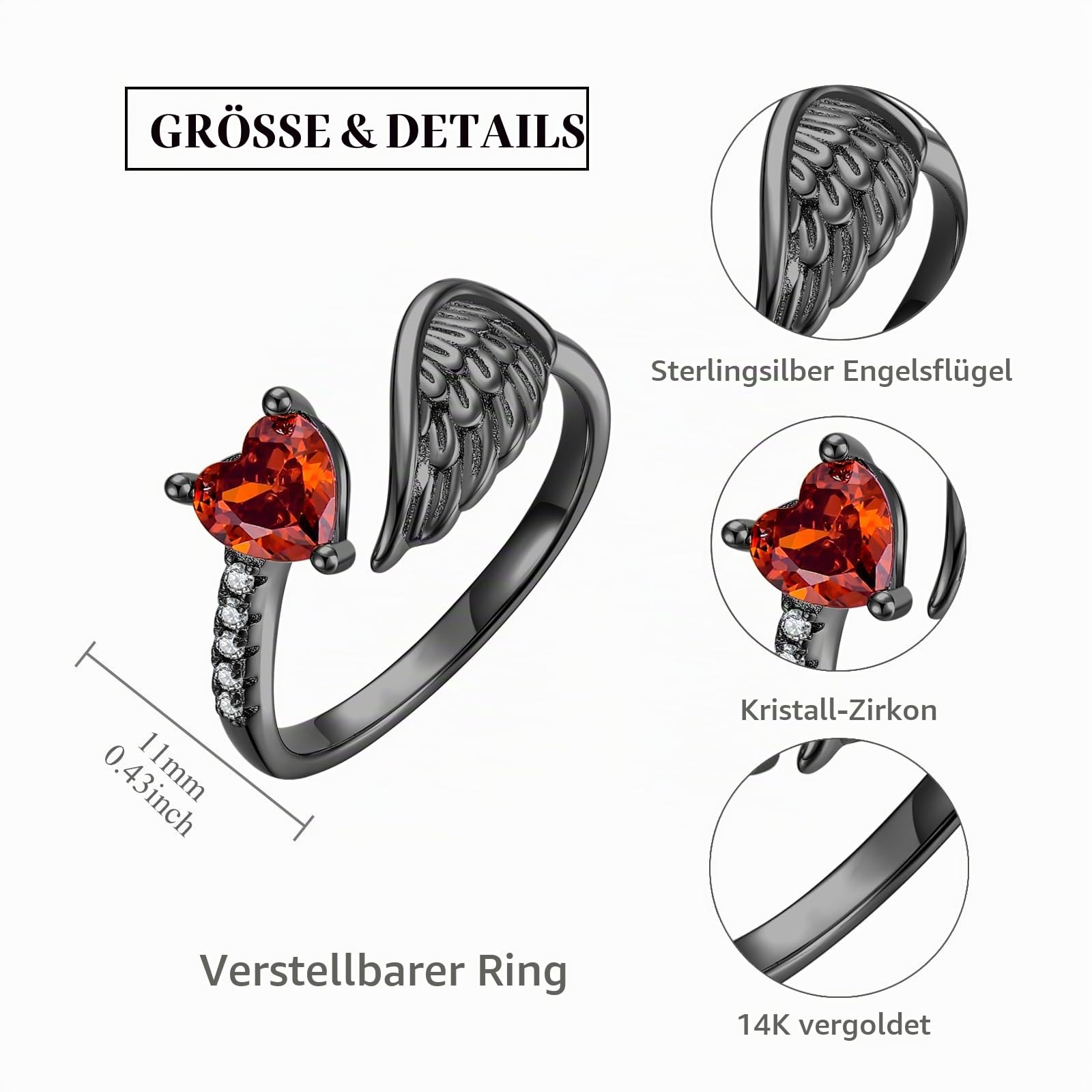 Offener Ring Damen 925 Sterling Silber Verstellbarer Ring Sonnenblumen-/Türkisfeder-/Engelsflügel Ring Hypoallergener Valentinstag Schmuck Geschenk für Ehefrau, Freundin, Tochter und Großmutter