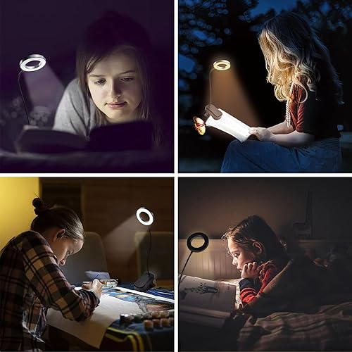 Miniatura 6 de Luz de lectura, 20 luces LED recargables para leer en la cama, luz portátil con clip con 3 modos de color, 5 brillos, cuello de cisne ajustable y