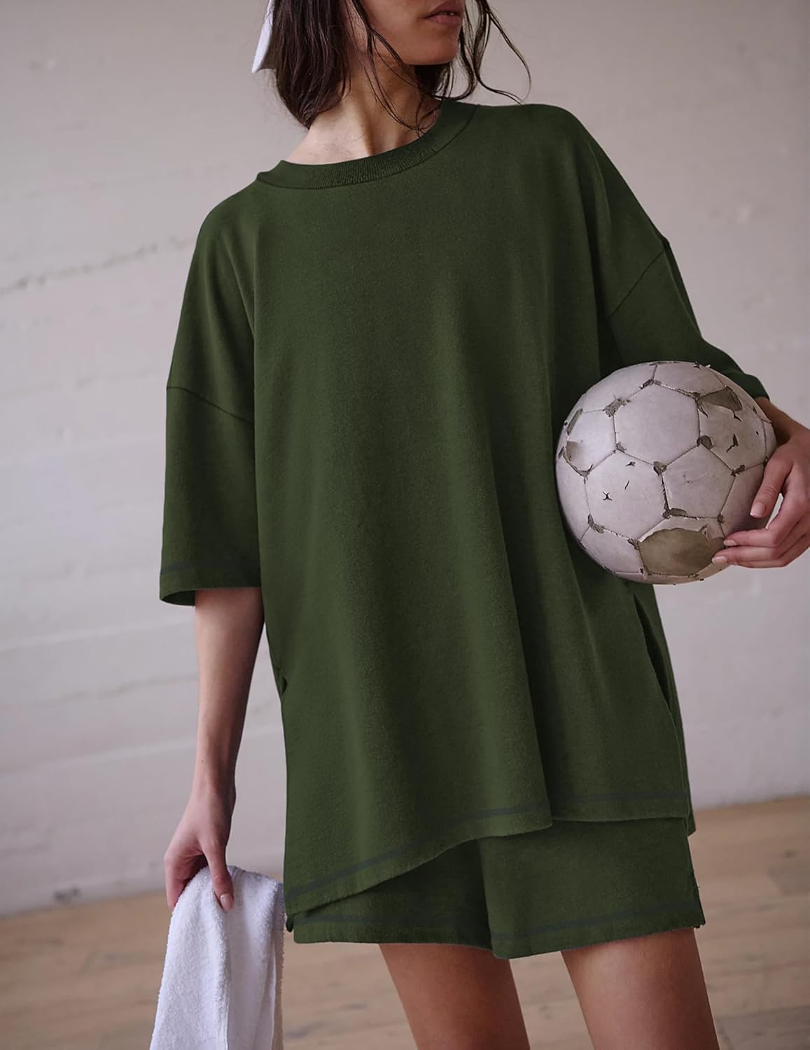 Ekouaer Lounge Sets for Women 2 Piece Shorts Sets Moisture Wicking Casual Summer Short Sleeve Matching Outfits with Pockets - Image 3