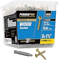 Vista 16 de Power Pro Tornillos Premium para Madera de Exterior, Tornillos para Terraza Multiusos #9 x 3 Pulgadas para Proyectos al Aire Libre, Broca Estrella