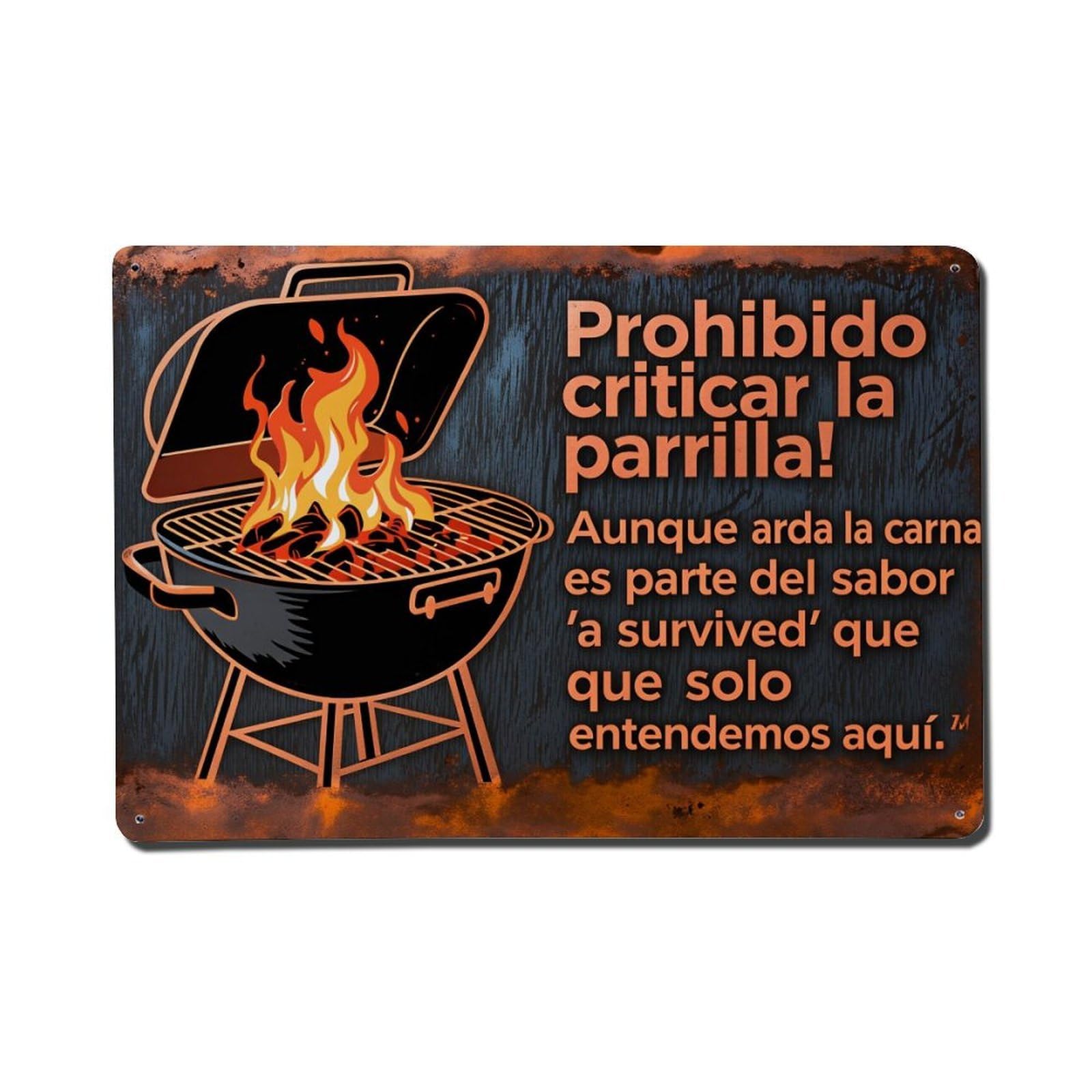 Enderetf Vintage Barbecue Fire Grill Meat Smoke Flame Cooking Outdoor Summer Party Fun Tin Sign Metal Poster, Home Bar Garage Man Cave Cafe Indoor & Outdoor Wall Decoration 8X12inches