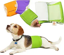 PETTING IS CARING Envoltórios para cães machos laváveis ​​e reutilizáveis ​​Fraldas com faixa para o ventre Materiais duráveis ​​e laváveis ​​à máquina - Conjunto de 3 unidades