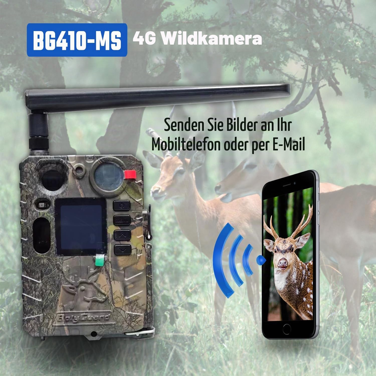 BolyGuard 4G 37MP 4K Wildkamera MMS GPRS Email Nachtsichtkamera mit Handy übertragung