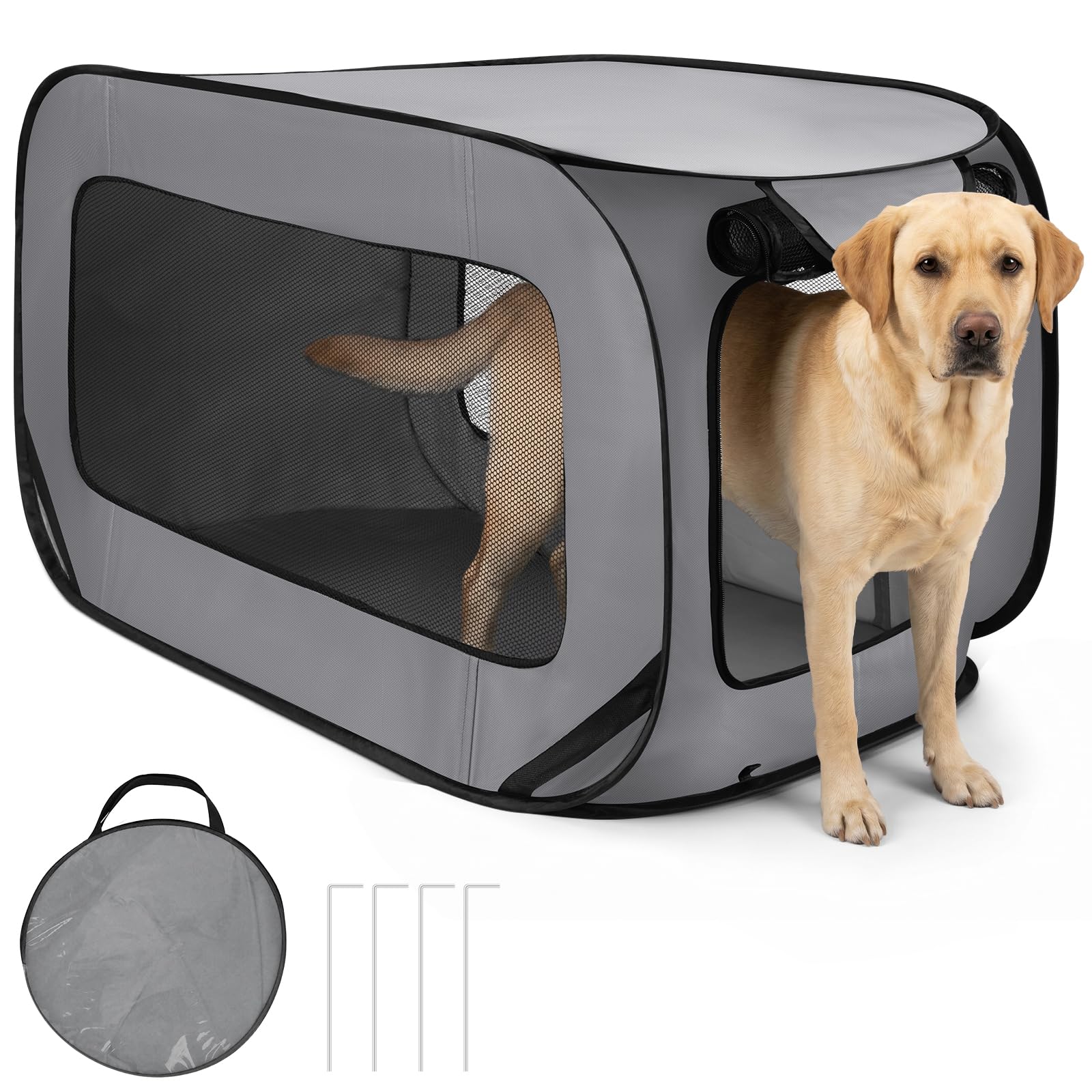 Aomig Cage Pliable pour Chien et Cha, Cage de Transport en Tissu Oxford, Parc Pliable, Cage de Voiture Portative pour Chien Chat, Parc pour Animal pour Intérieur, Extérieur, Voyage en Plein Air