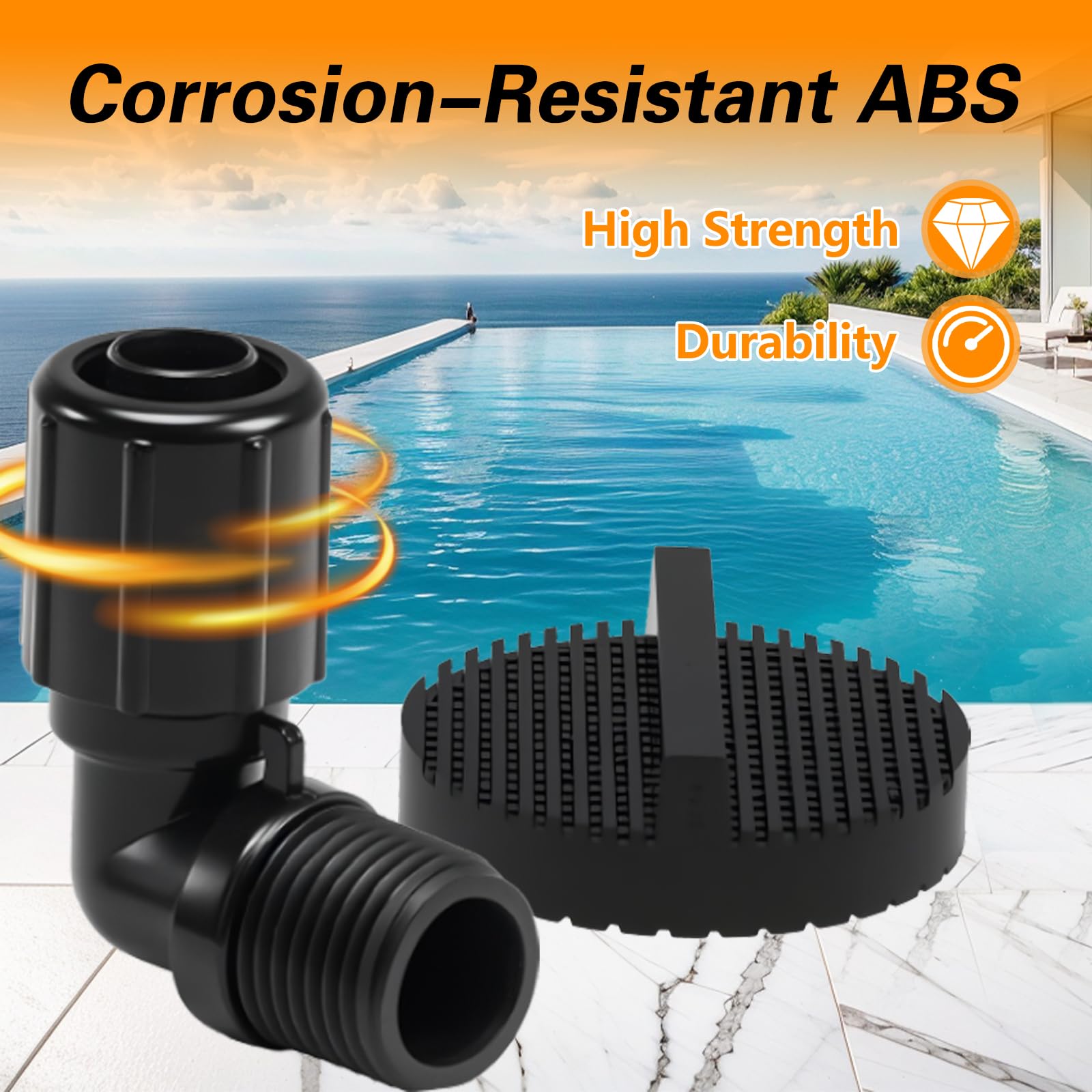Pièces de chlorinateur de piscine, connecteur de tube NPT 1/2", tube OD de 5/8", écran et joints toriques compatibles avec Pentair Rainbow Auto Feeder/Chlorinator 320 322 Replace#: R172272