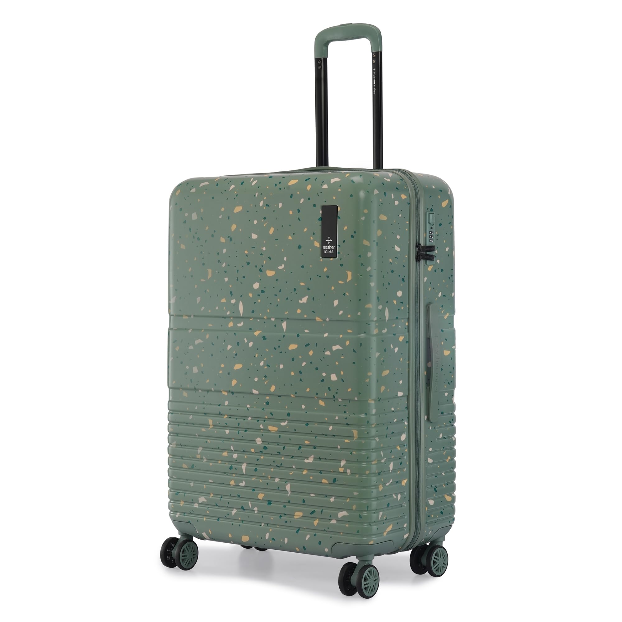 Venice Hard-Sided Polycarbonate 8 Wheels Double Spinner Check-in Luggage Terrazzo Printed Green 28 Inch |75 Cm Large Trolley Bag