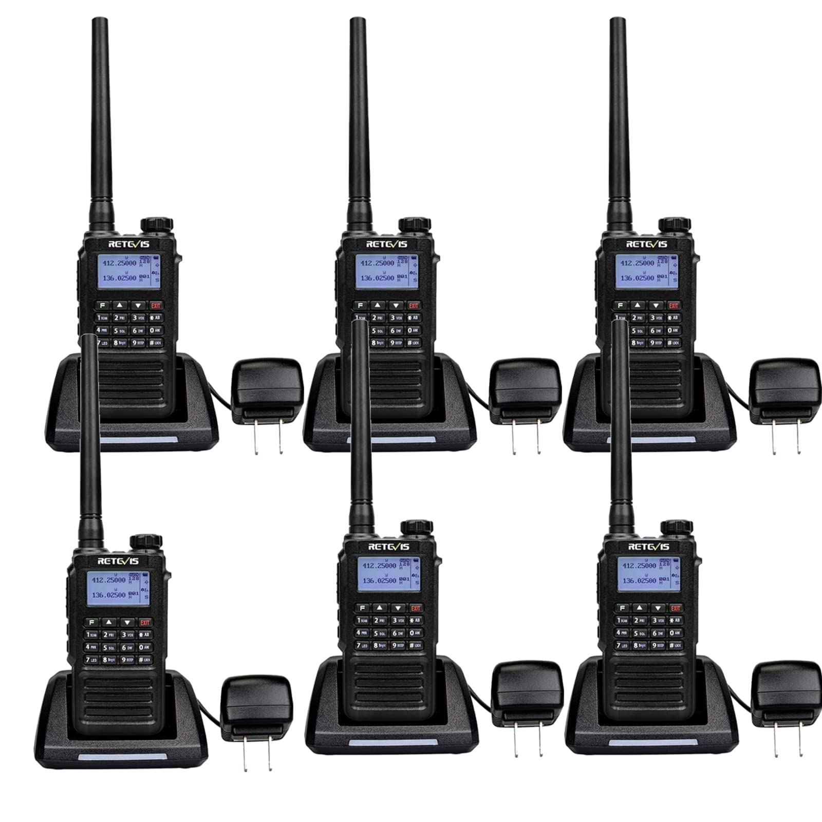 Retevis RT87 2 Way Radios Walkie Talkies Long Range Waterproof,IP67 Rating,128 Channel,VOX,Emergency Alarm,Dual Band Two Way Radio with LCD (6 Pack)