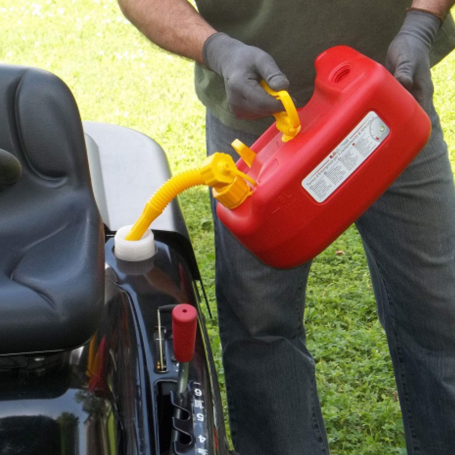 SOS Fuel – 10LT tanica Emergenza Benzina idrocarburi da 10 Litri impilabile e Omologata Un con Maniglia roteabile e prolunga a Soffietto, plastica, Rosso