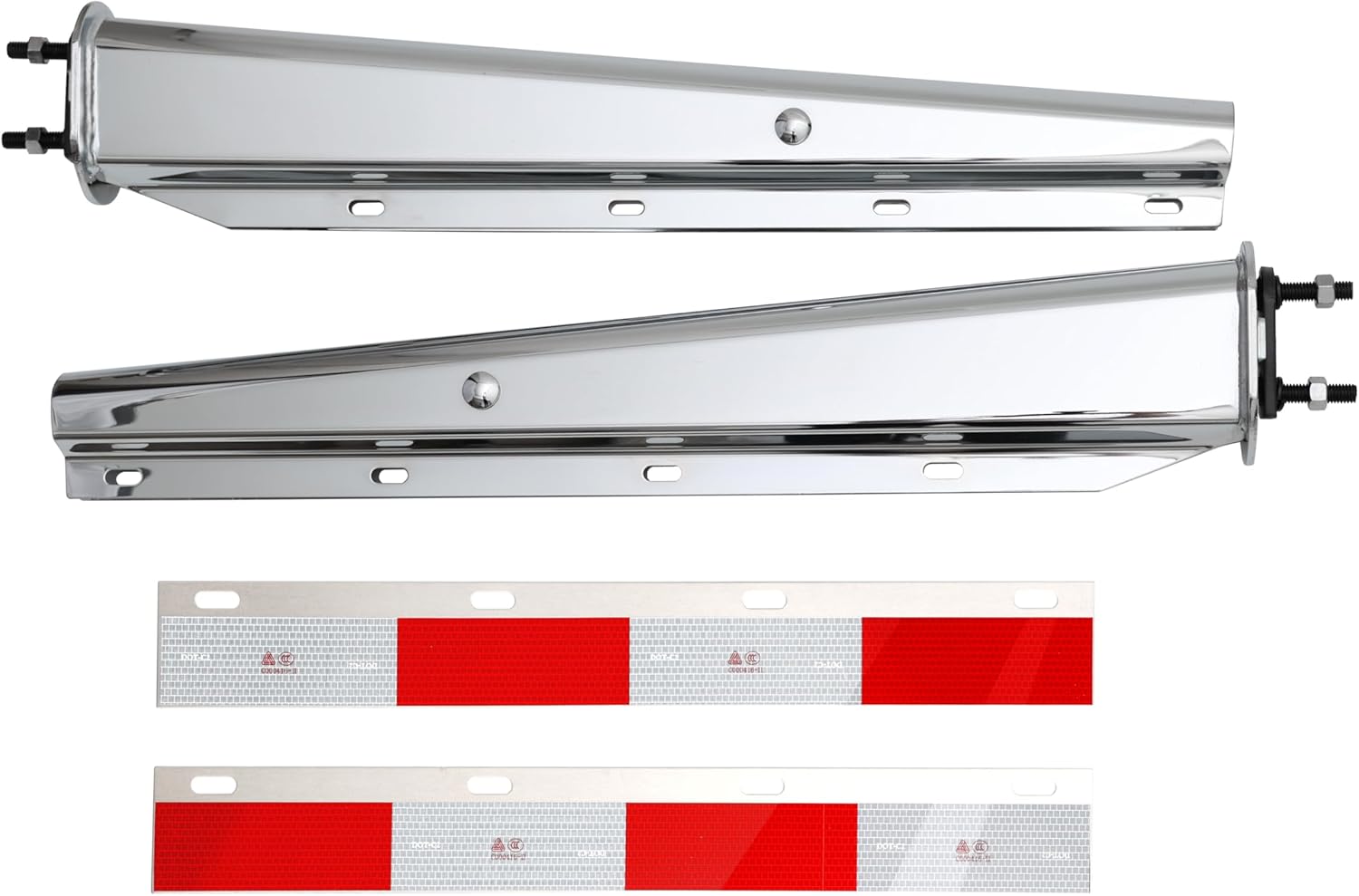 Stainless Steel Straight Spring Loaded Mud Flap Hanger 2-1/2" Bolt Spacing,30" Length.with Reflective Plate M8x1.25