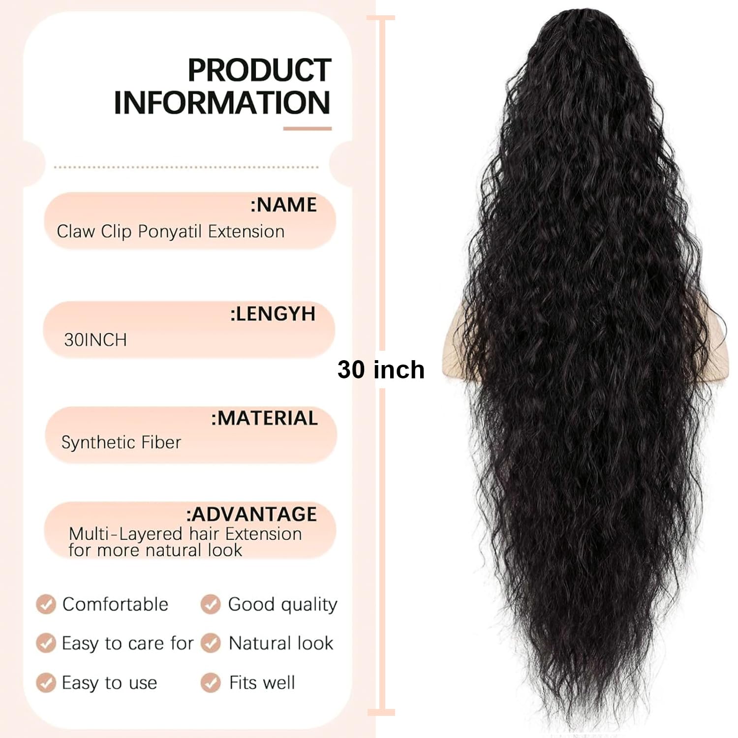 PORSMEER Claw Ponytail Hair Extension 30 inches - Image 4