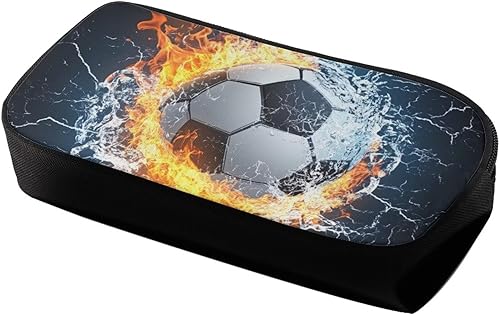 Miniatura 9 de FOR U DESIGNS Caja de lápices con patrón de fútbol para niñas y niños, organizador multifunción de papelería