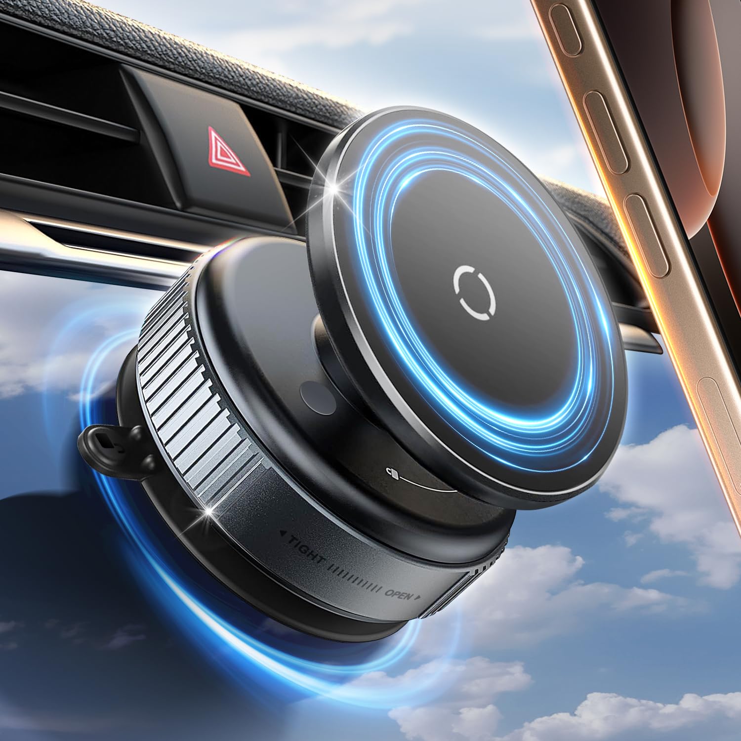 360° Rotatable Vacuum Magnetic Phone Holder: Multi-Surface Mount for Car, Gym, and Mirror (MagSafe Compatible)