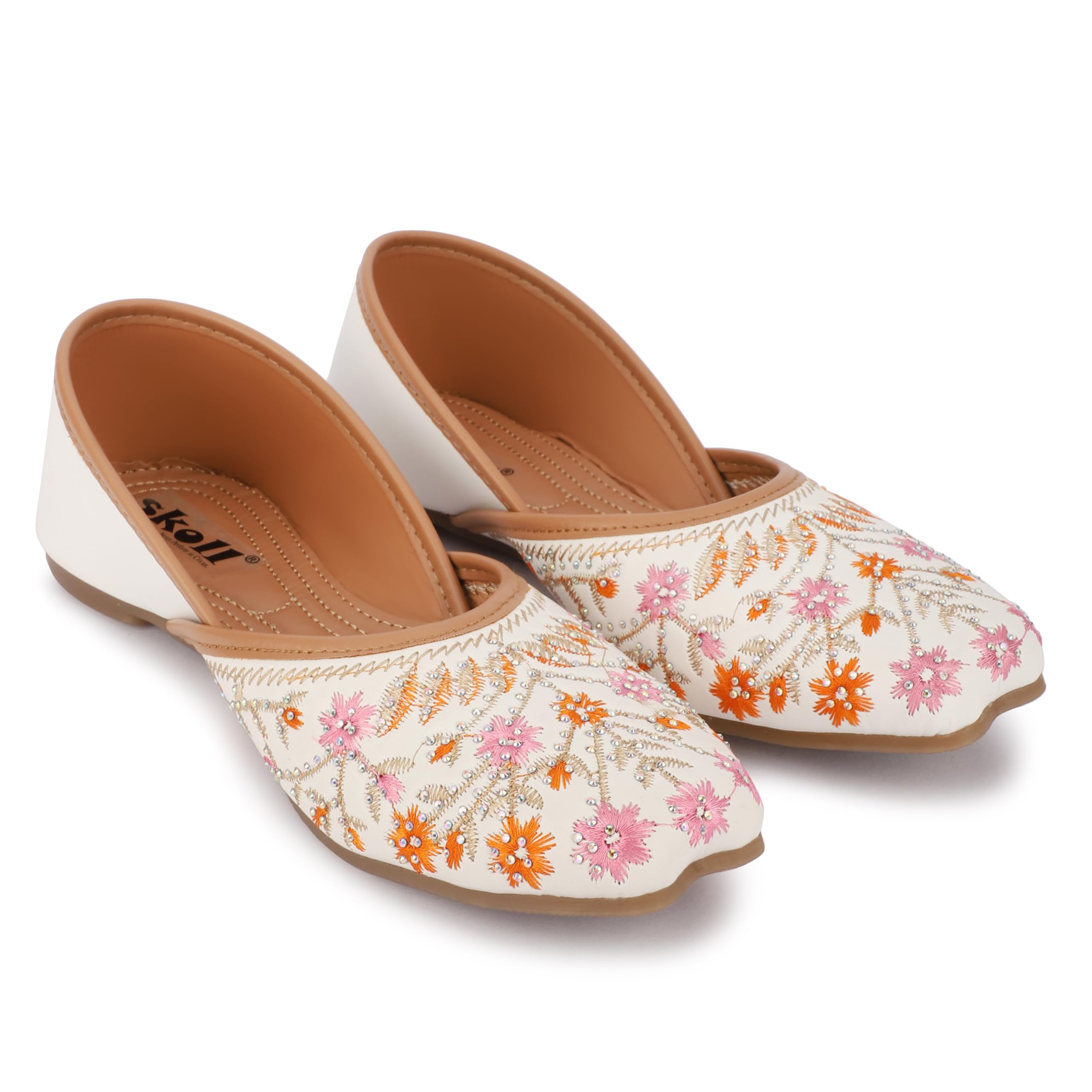 Women's Ethnic Punjabi Juttis | Traditional Slip-On Flats | Cushioned Footbed Comfortable & Stylish Mojaris Juttis for Girls & Women-image-29