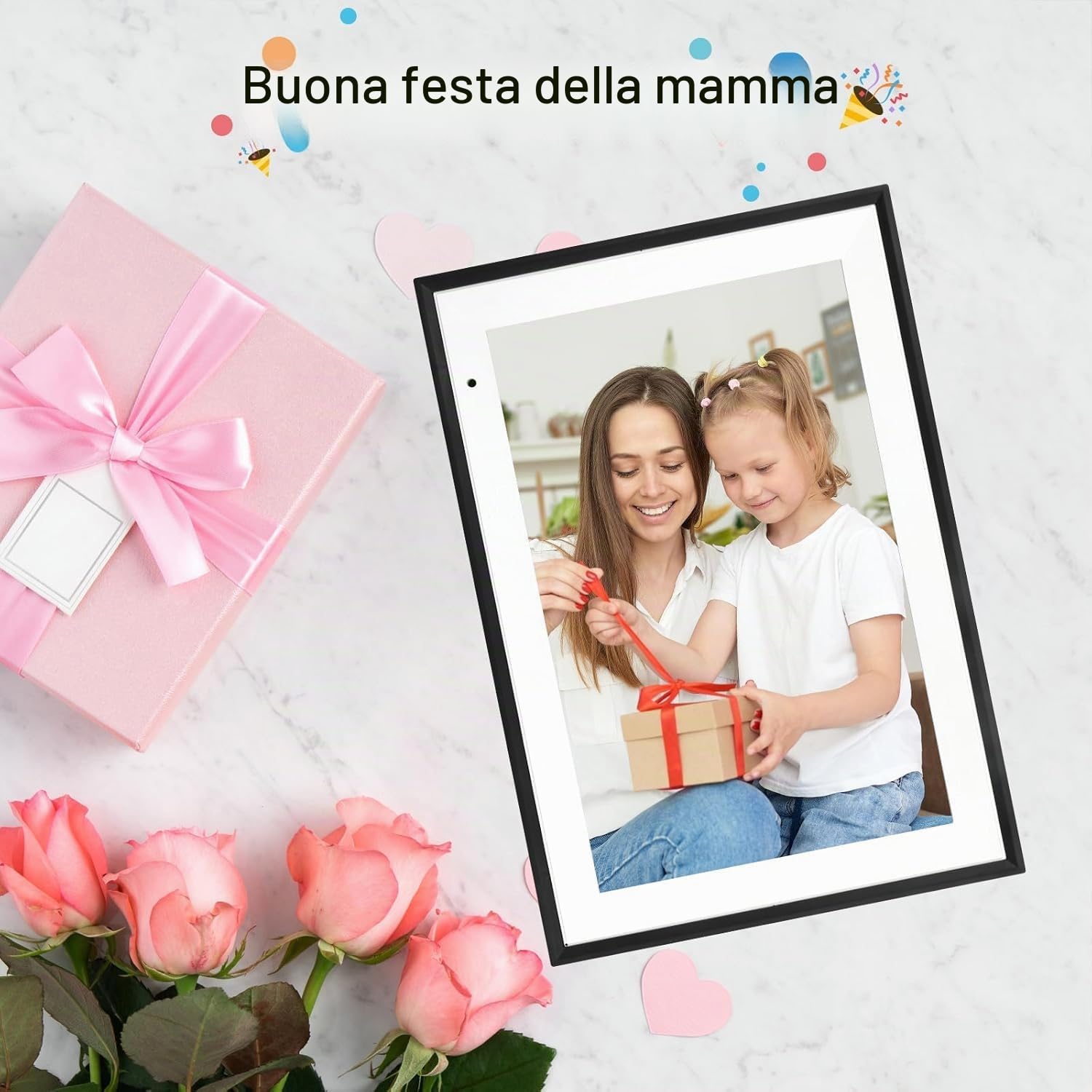 Cornice digitale Wi-Fi Humblestead, rotazione automatica, schermo touchscreen intelligente IPS da 10,1 pollici 1280 x 800, configurazione remota semplice tramite l'app AiMOR, nero