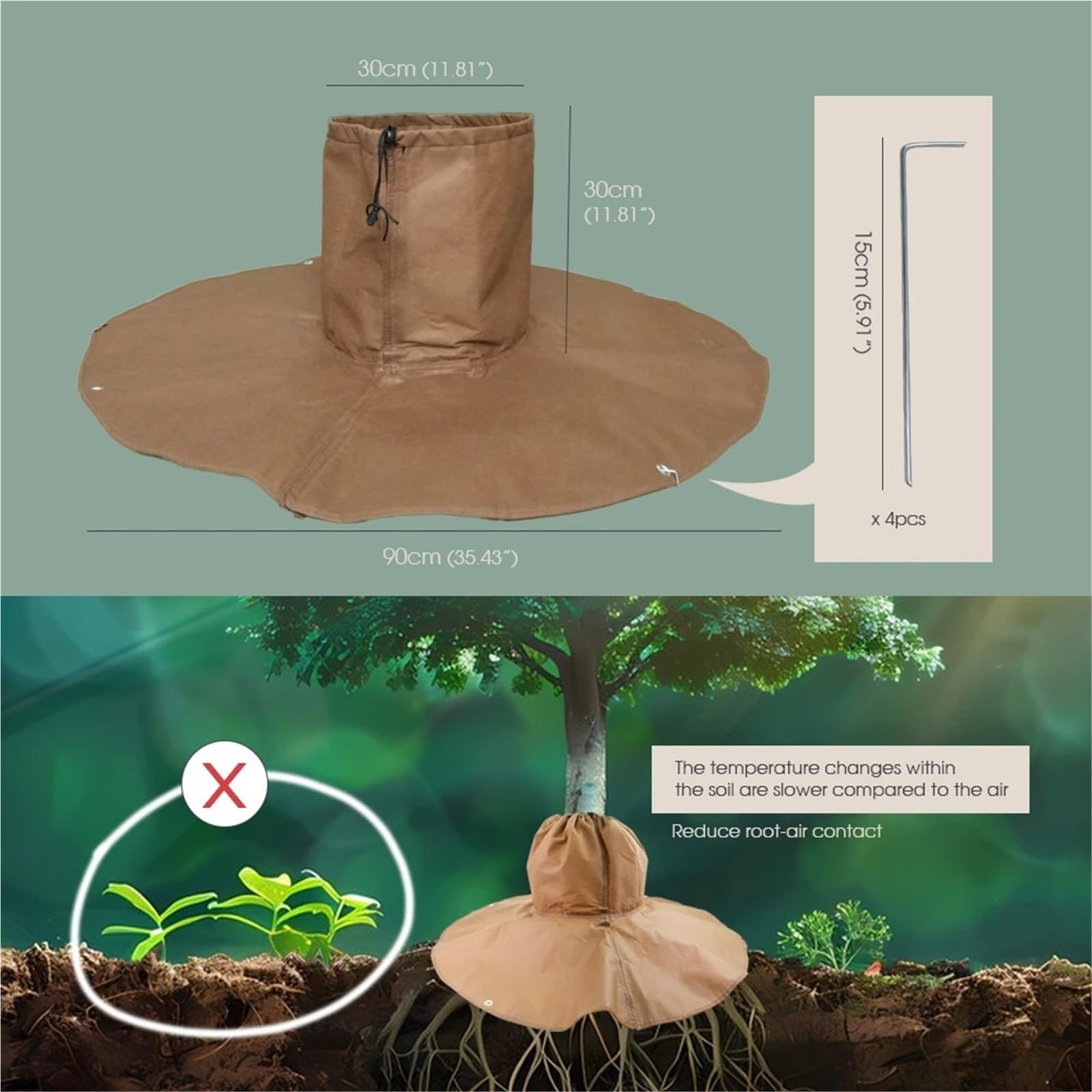 Copertura Isolante per Radici degli Alberi Copertura Protettiva Isolante for Radici di Alberi, for Piante arbustive Invernali, Protezione antigelo for Palme(Gray-1PCS)