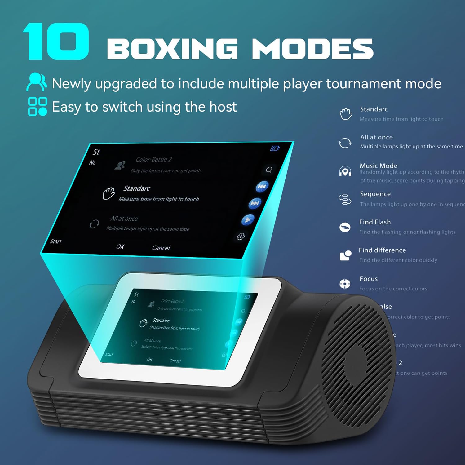 Macchina da boxe con musica e monitoraggio intelligente dei dati, montaggio a parete, 10 modalità regolabili e velocità, ideale per l'allenamento di adulti e bambini