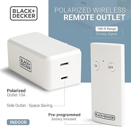Miniatura 4 de BLACKDECKER Toma de control remoto inalámbrico 1 toma de corriente polarizada 1 control remoto interruptores de luz prémium