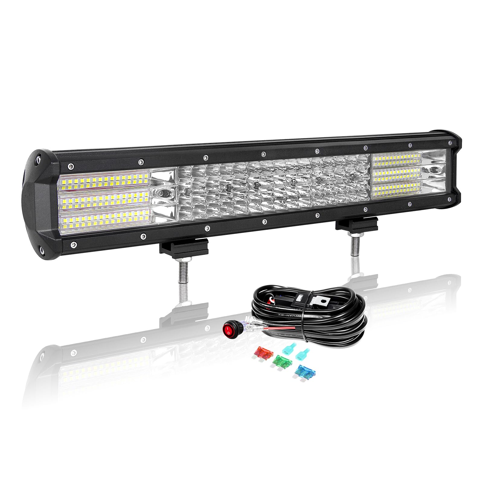 AUXTINGS 45 cm, 450 W, listwa LED, 4 x 4 kon, reflektor punktowy czterorzędowy i powódź Rampa LED 12 V 24 V wodoodporna barowa LED reflektor roboczy LED reflektor LED do SUV-a, ciężarówki, ciągnika,