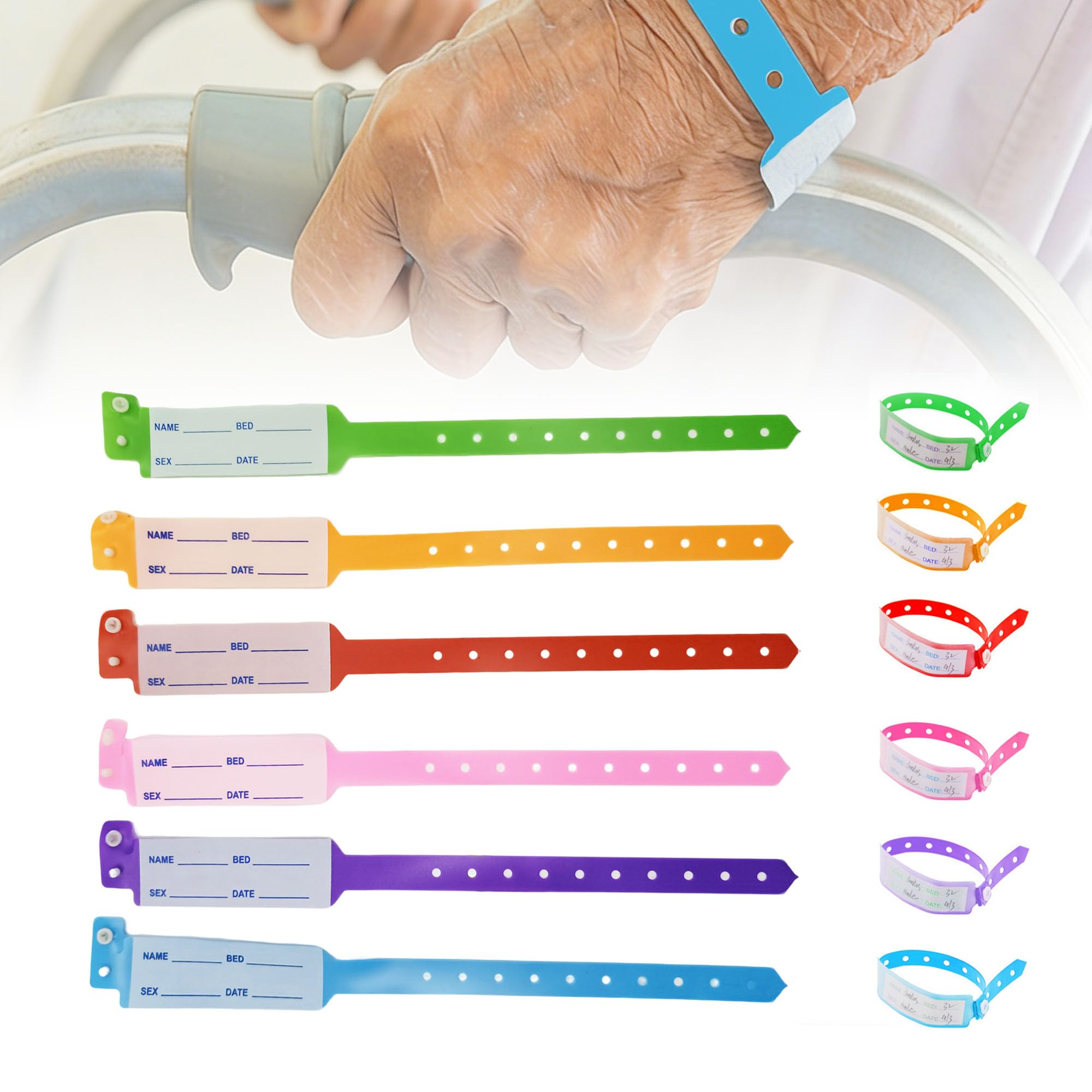 XCSJ PVC ID Bracelets, Waterproof, ID Bracelet for Adults and Teens, Entrance Wristbands, Hospital Identification Bracelet (6 Colours)