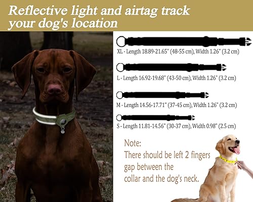 Miniatura 3 de Collar reflectante AirTag para perro, collar acolchado resistente para cachorros con soporte AirTag, collar ajustable para mascotas para perros