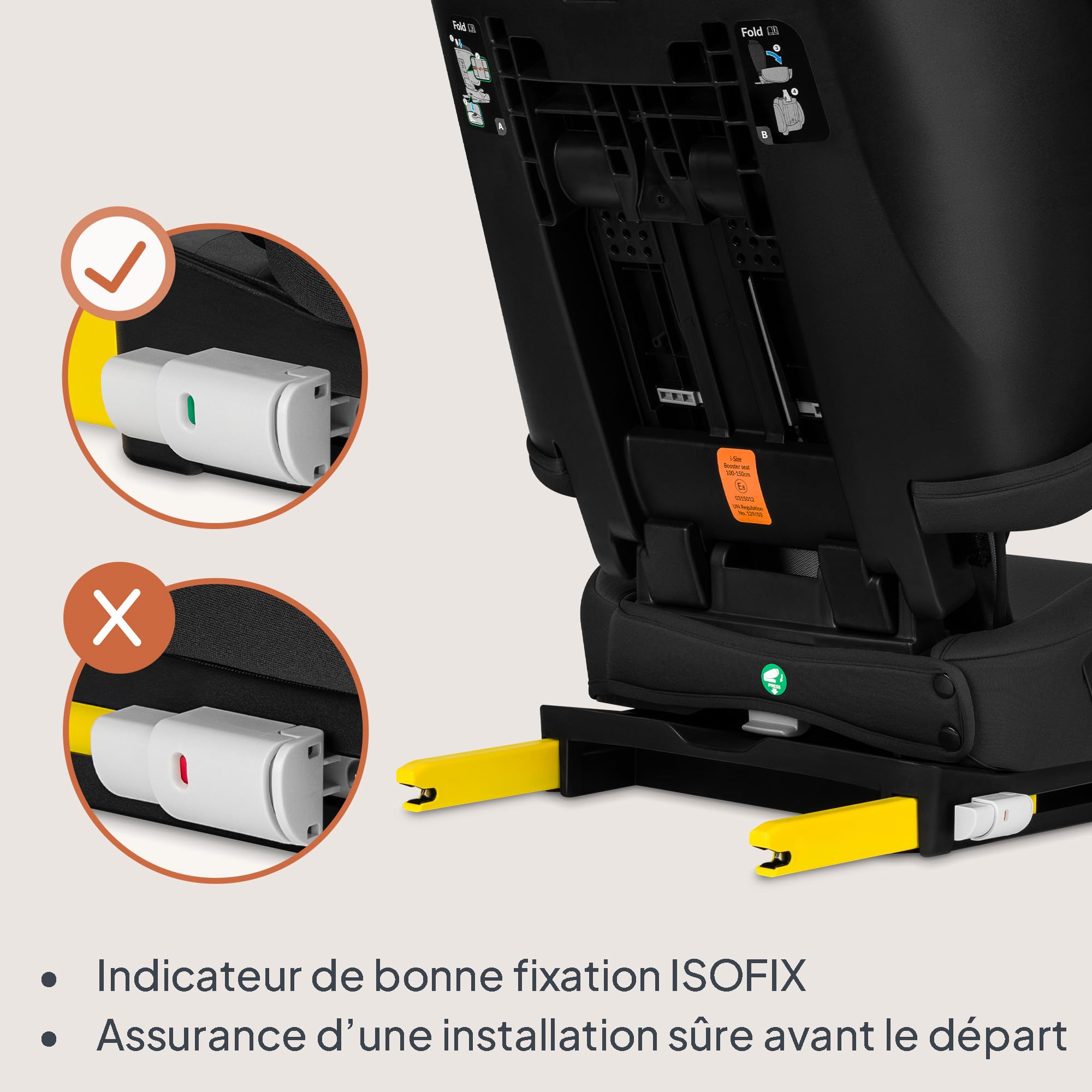 Lionelo Orin i-Size Siège-auto Pliable 100–150 cm, siege auto enfant compact pour 3,5–12 ans, Siège Auto de Voyage avec appui-tête 14 positions, installation ISOFIX ou ceinture (BLACK CARBON)