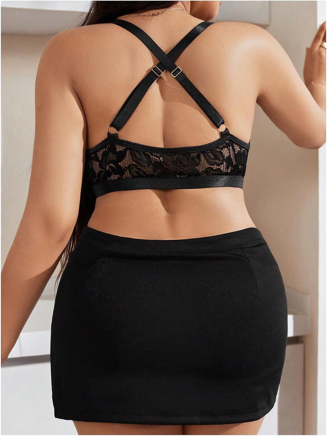 MAKEMECHIC Women's Plus Size Lace Bralette Front Closure Bras Wireless Deep V Triangle Sexy Lace Bra - Image 3