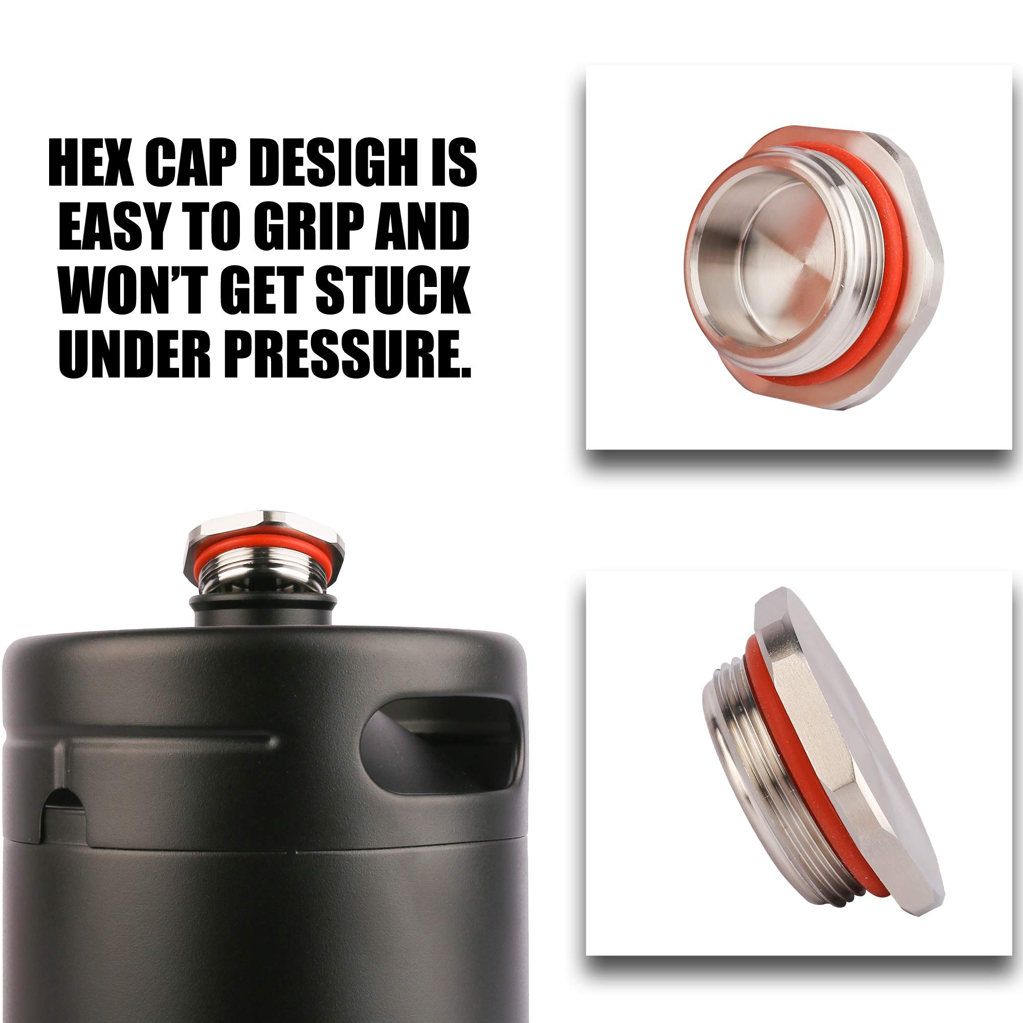 TMCRAFT - 4 litros Mini Keg Growler - sistema de kit de barril casero de acero inoxidable presurizado para mantener fresca y carbonatada la cerveza (negro mate)