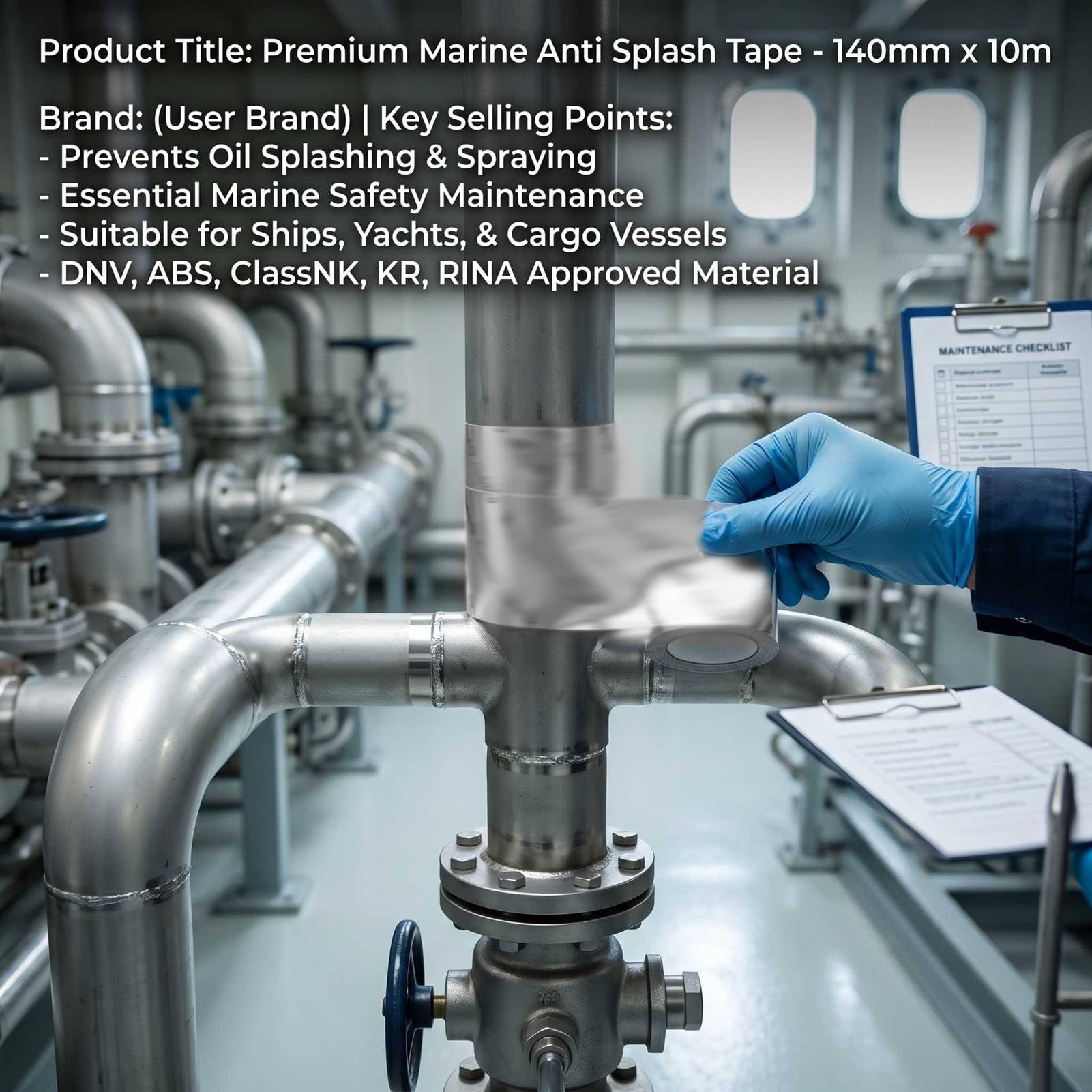 Cinta de Papel de Aluminio, Cintas Antisalpicaduras para Barcos, Cintas para Conductos Ignífugas Resistentes Al Calor con Adhesivo, Ideal para Sala de Máquinas, Tuberías de Aceite y