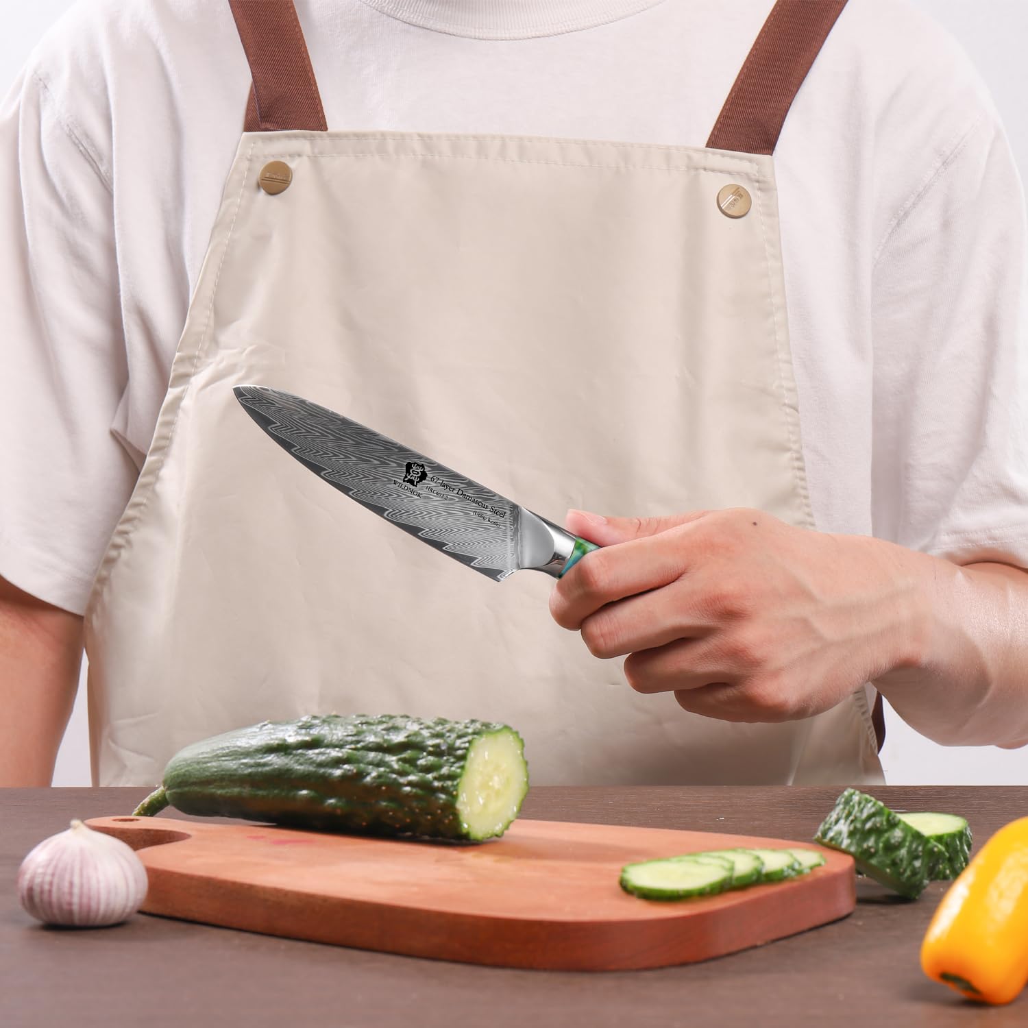 WILDMOK Couteau utilitaire de cuisine, couteau tout usage ultime super tranchant pour trancher, hacher, hacher, couteau utilitaire de cuisine avec boîte cadeau