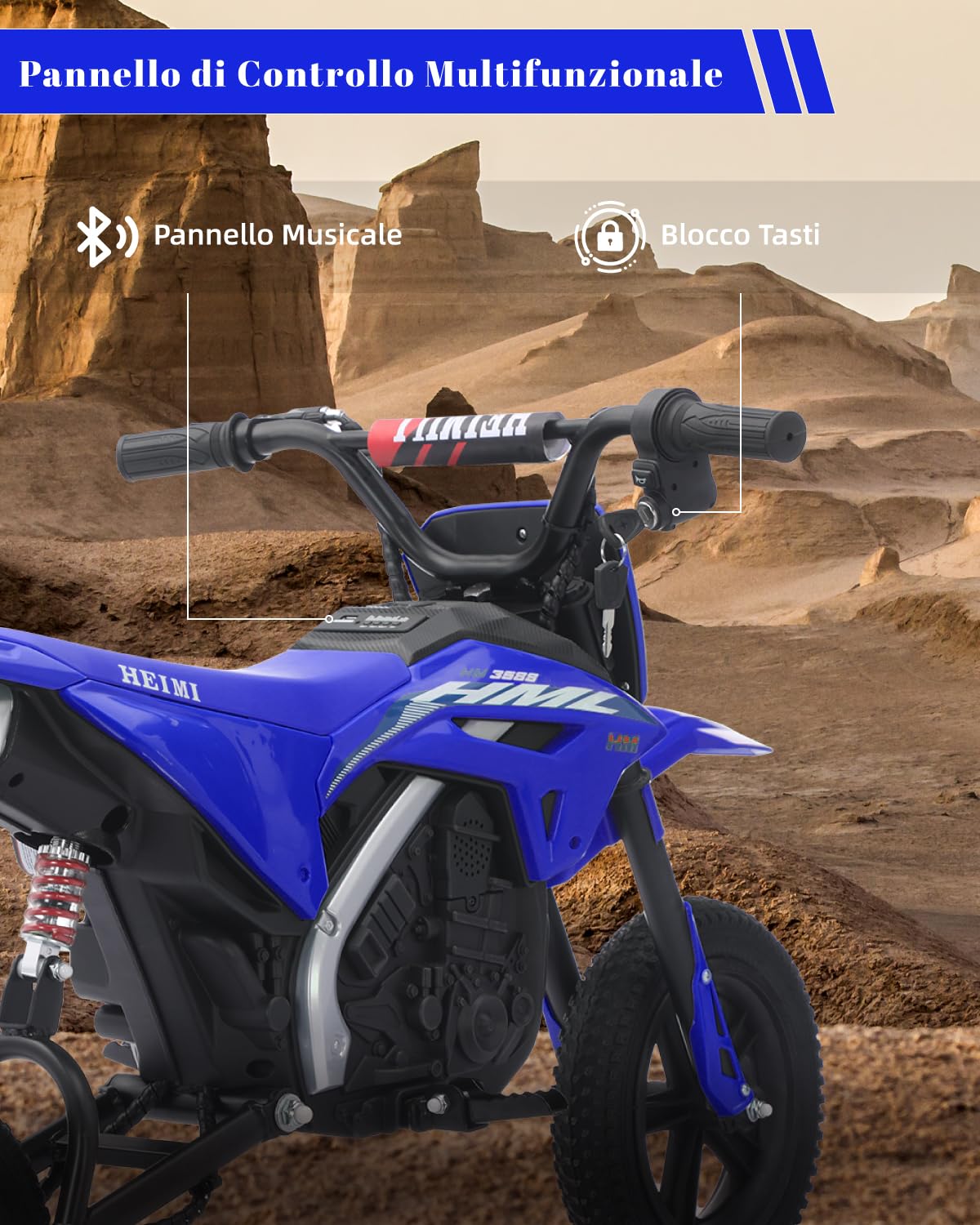 TCARAIWEN Dirt Bike Elettrica per Bambini, Moto Elettrica 24V per Bambini dai 6 Anni in Su, Pneumatici Off-Road e Ammortizzatore con Freno a Tamburo, Giocattolo Cavalcabile fino a 18 km/h (blu)