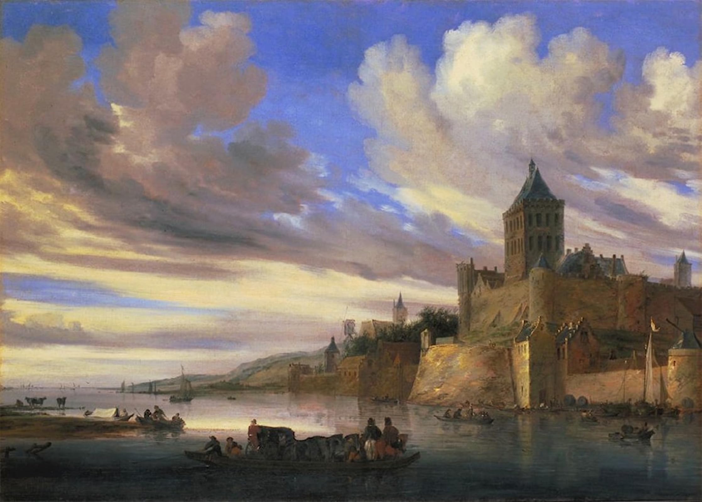 POSTERIIk Famous Modern Artwork Art Mural River View of Nijmegen with the Valkhof by Van Ruysdael Oil Paintings Pictures for Home Decor 60x90cm